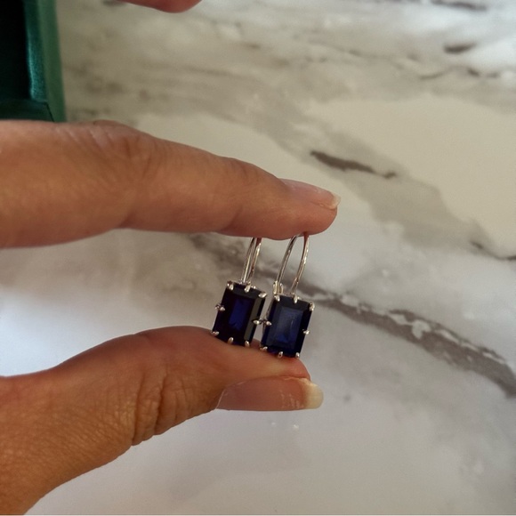 Dorsey Emile Earrings Lab Blue Sapphire Sterling Silver - Picture 3 of 7